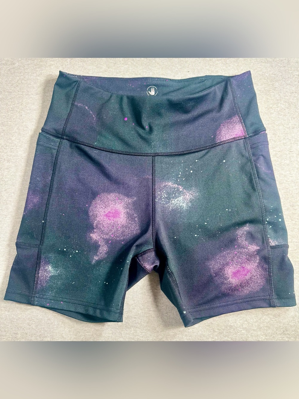 Body Glove Women’s Black Galaxy Print High-Rise Athletic Shorts